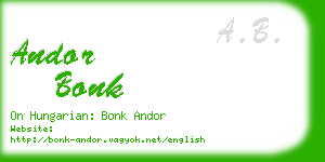 andor bonk business card